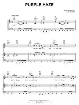 page one of Purple Haze (Piano, Vocal & Guitar Chords (Right-Hand Melody))