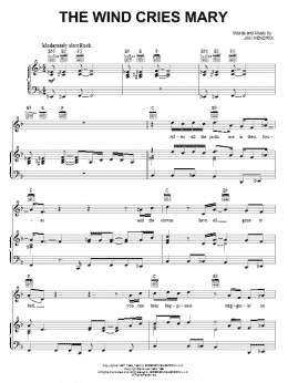 page one of The Wind Cries Mary (Piano, Vocal & Guitar Chords (Right-Hand Melody))