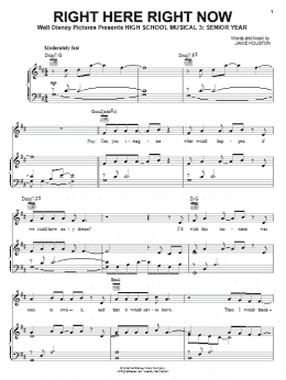 page one of Right Here Right Now (Piano, Vocal & Guitar Chords (Right-Hand Melody))