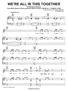 page one of We're All In This Together (Graduation Version) (from High School Musical 3: Senior Year) (Piano, Vocal & Guitar Chords (Right-Hand Melody))