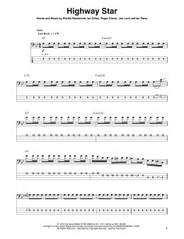 page one of Highway Star (Bass Guitar Tab)