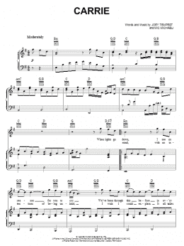 page one of Carrie (Piano, Vocal & Guitar Chords (Right-Hand Melody))