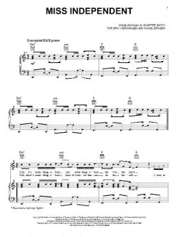 page one of Miss Independent (Piano, Vocal & Guitar Chords (Right-Hand Melody))