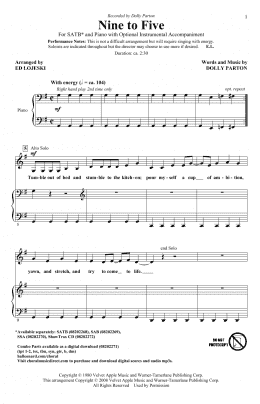 page one of Nine To Five (arr. Ed Lojeski) (SATB Choir)