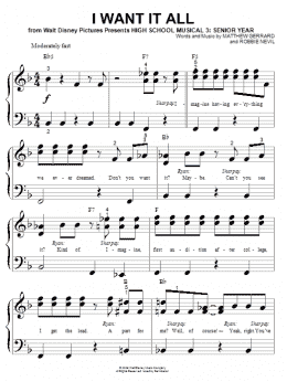 page one of I Want It All (Big Note Piano)