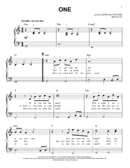 page one of One (Easy Piano)