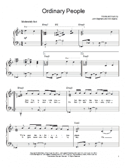 page one of Ordinary People (Easy Piano)