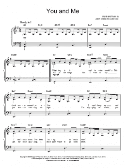 page one of You And Me (Easy Piano)