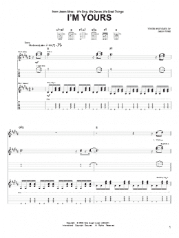 page one of I'm Yours (Guitar Tab)