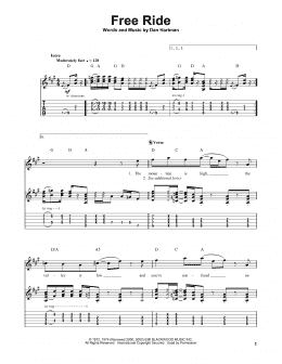 page one of Free Ride (Guitar Tab (Single Guitar))