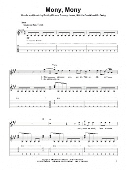 page one of Mony, Mony (Guitar Tab (Single Guitar))