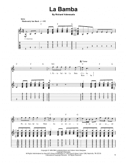 page one of La Bamba (Guitar Tab (Single Guitar))