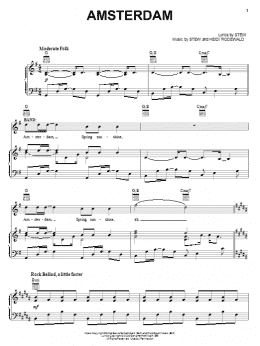 page one of Amsterdam (Piano, Vocal & Guitar Chords (Right-Hand Melody))