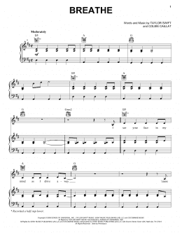 page one of Breathe (Piano, Vocal & Guitar Chords (Right-Hand Melody))