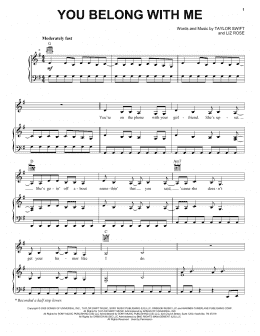 page one of You Belong With Me (Piano, Vocal & Guitar Chords (Right-Hand Melody))