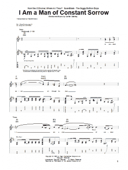 page one of I Am A Man Of Constant Sorrow (Guitar Tab)