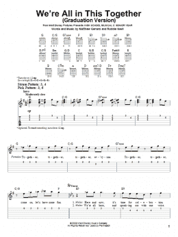 page one of We're All In This Together (Graduation Version) (from High School Musical 3: Senior Year) (Easy Guitar Tab)