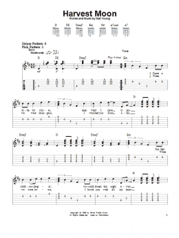 page one of Harvest Moon (Easy Guitar Tab)