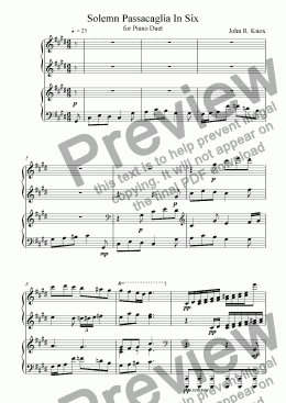 page one of Solemn  Passacaglia In Six For Piano Duet