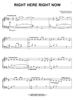 page one of Right Here Right Now (Piano Solo)