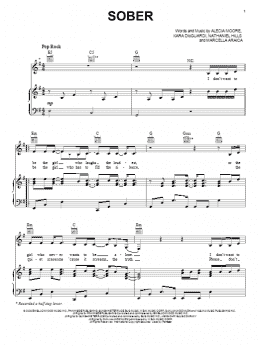 page one of Sober (Piano, Vocal & Guitar Chords (Right-Hand Melody))