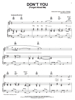 page one of Don't You (Forget About Me) (Piano, Vocal & Guitar Chords (Right-Hand Melody))