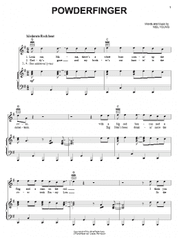 page one of Powderfinger (Piano, Vocal & Guitar Chords (Right-Hand Melody))