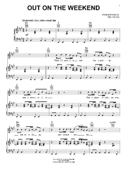 page one of Out On The Weekend (Piano, Vocal & Guitar Chords (Right-Hand Melody))