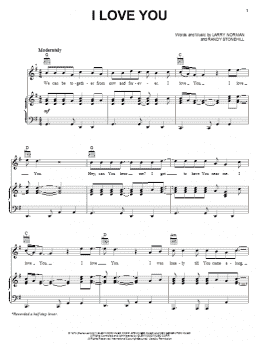 page one of I Love You (Piano, Vocal & Guitar Chords (Right-Hand Melody))