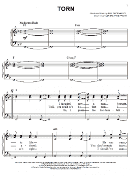 page one of Torn (Easy Piano)