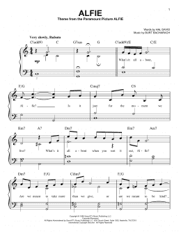 page one of Alfie (Easy Piano)