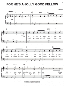 page one of For He's A Jolly Good Fellow (Easy Piano)