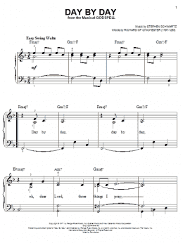 page one of Day By Day (from Godspell) (Easy Piano)