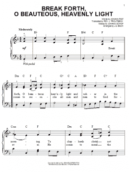 page one of Break Forth, O Beauteous, Heavenly Light (Easy Piano)