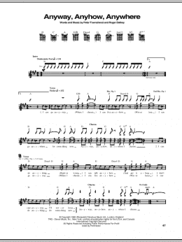 page one of Anyway, Anyhow, Anywhere (Guitar Tab)