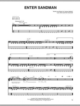 page one of Enter Sandman (Bass Guitar Tab)