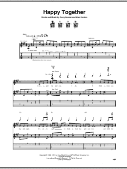 page one of Happy Together (Guitar Tab)