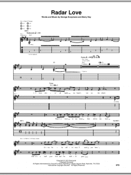 page one of Radar Love (Guitar Tab)