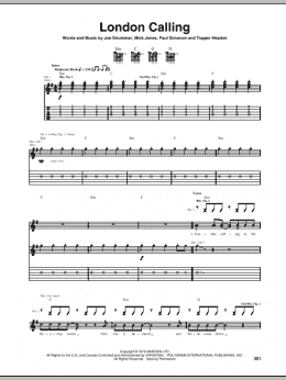 page one of London Calling (Guitar Tab)