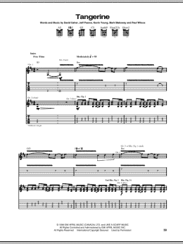 page one of Tangerine (Guitar Tab)