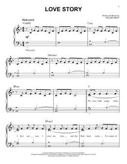 page one of Love Story (Easy Piano)