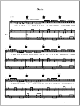 page one of Oasis (Piano, Vocal & Guitar Chords (Right-Hand Melody))