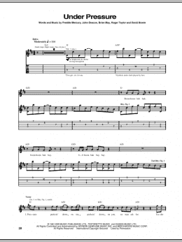 page one of Under Pressure (Guitar Tab)