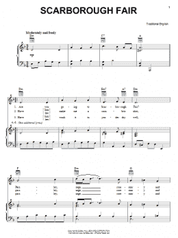 page one of Scarborough Fair (Piano, Vocal & Guitar Chords (Right-Hand Melody))