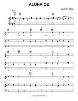 page one of Aloha Oe (Piano, Vocal & Guitar Chords (Right-Hand Melody))