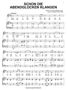 page one of Schon Die Abendglocken Klangen (Piano, Vocal & Guitar Chords (Right-Hand Melody))