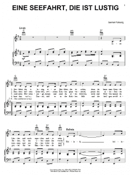 page one of Eine Seefahrt, Die Ist Lustig (Piano, Vocal & Guitar Chords (Right-Hand Melody))