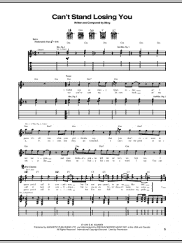 page one of Can't Stand Losing You (Guitar Tab)