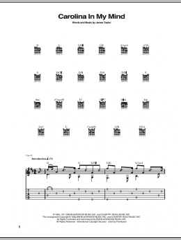 page one of Carolina In My Mind (Guitar Tab)