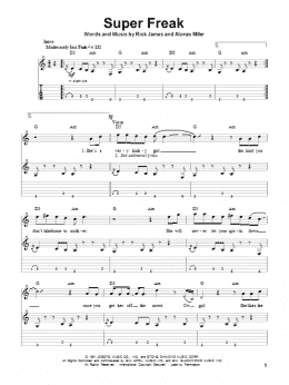 page one of Super Freak (Guitar Tab (Single Guitar))